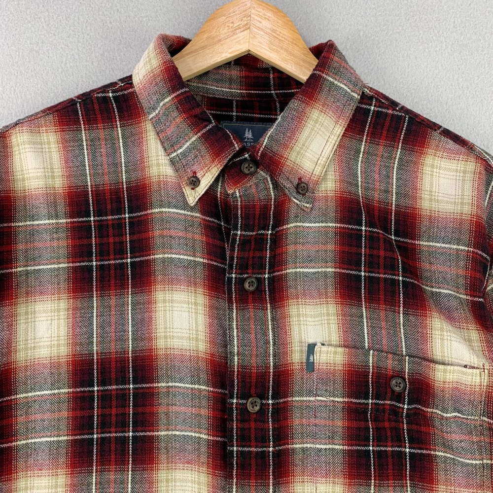 GH Bass &‎ Co Flannel Shirt Mens Medium Red Plaid Long Sleeve Retro Preppy Work